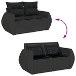 Ensemble de canapés de jardin vidaXL 10 pièces avec coussins en rattan poly noir acacia