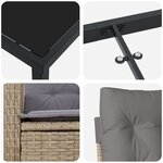 vidaXL Set de salle à manger de jardin 7 pièces avec coussins beige en rattan poly