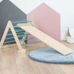 Jeu d'équilibre et motricité PIKY - bois naturel et bleu turquoise