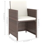 vidaXL Meuble à dîner de jardin 6Pièces et coussins Résine tressée Marron