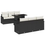 Ensemble de 7 pièces de canapé de jardin avec coussins Noir en Rattan Poly