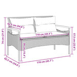 vidaXL Banc de jardin avec coussins 116x62 5x74 cm gris résine tressée