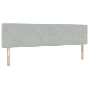 Tête de Lit LED avec Boutons en Cristal Gris Clair 90 cm Velours