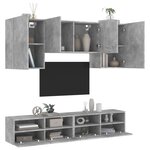 vidaXL Unités murales TV 5 Pièces gris béton bois d'ingénierie