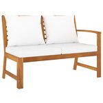 vidaXL Salon de jardin 9 Pièces avec coussin Crème Bois d'acacia solide