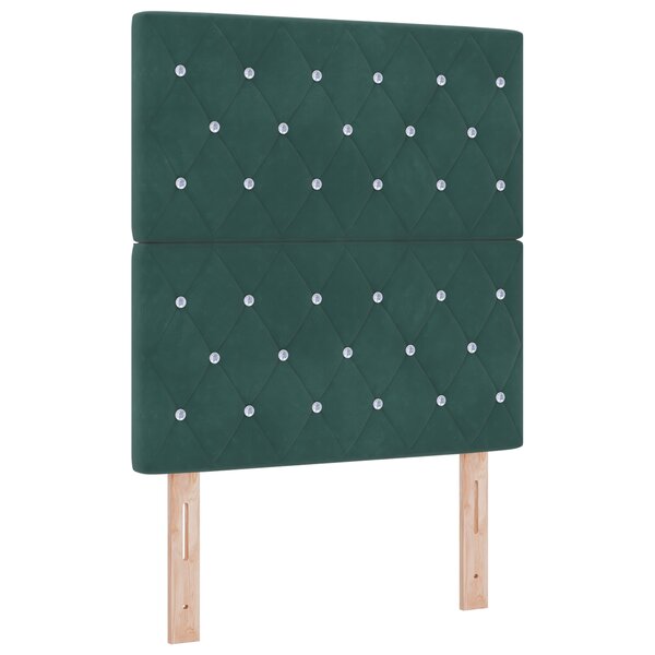 Tête de lit vidaXL avec boutons en cristal en velours vert foncé 80 cm