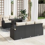 vidaXL Ensemble de Canapé de Jardin de 6 Pièces avec Coussins Noir en Poly Rattan