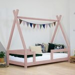 Lit cabane enfant NAKANA 80 x 160 rose pastel
