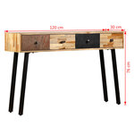 vidaXL Table console Teck massif de récupération 120 x 30 x 76 cm