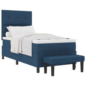 vidaXL Lit à ressort avec matelas et banc bleu 100x200 cm en tissu