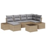 vidaXL Ensemble de canapé de jardin 7 pièces avec coussins en poly rattan noir