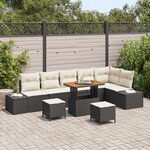 vidaXL Ensemble de canapés de jardin 9 pièces avec coussins en poly rotin noir