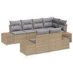 vidaXL Ensemble de canapés de jardin 7 pièces avec coussins en rotin beige