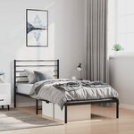 vidaXL Cadre de lit métal sans matelas avec tête de lit noir 100x190cm