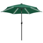 vidaXL Parasol de jardin avec lumières LED et mât en aluminium vert
