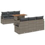 Ensemble de Canapés de Jardin 7 Pièces avec Coussins Gris Poly Rattan