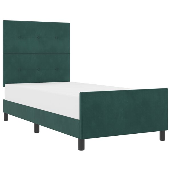 Cadre de lit en velours vert foncé vidaXL 100x200 cm