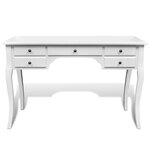 Bureau table meuble travail informatique français en bois avec pieds courbés et 5 tiroirs 0502073