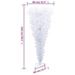 vidaXL Sapin de Noël artificiel renversé avec support Blanc 150 cm