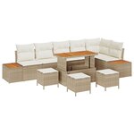 Ensemble de 10 Pièces de Canapés de Jardin avec Coussins Beige en Rattan Polyvalent