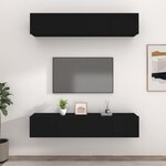 vidaXL Meubles TV 4 Pièces Noir 80x30x30 cm Bois d'ingénierie