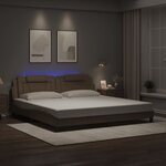 vidaXL Cadre de lit avec lumières LED cappuccino 200x200 cm similicuir