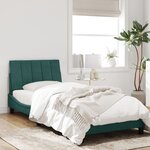 vidaXL Cadre de lit avec lumières LED vert foncé 90x190 cm velours