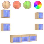 vidaXL Unités murales TV avec LED 7 Pièces chêne sonoma bois d'ingénierie