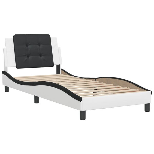 vidaXL Cadre de lit avec tête de lit blanc et noir 90x200cm similicuir