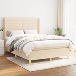 vidaXL Sommier à lattes de lit avec matelas Crème 140x190 cm Tissu