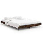 vidaXL Cadre de lit chêne fumé 135x190 cm bois d'ingénierie