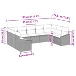 vidaXL Ensemble de canapés de jardin 9 pièces avec coussins Gris Poly Rotin