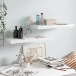 vidaXL Étagère murale flottante 2 Pièces Blanc brillant 60x23 5x3 8cm MDF