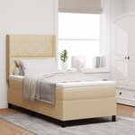 Base de lit Box Spring vidaXL avec matelas et LED Crème 100x200 cm en tissu
