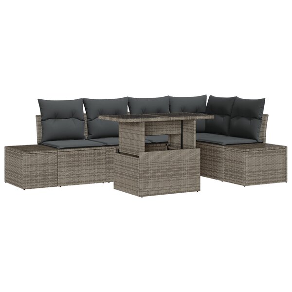 vidaXL Ensemble de canapés de jardin 6 pièces avec coussins en poly rotin gris