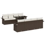 vidaXL Ensemble de canapé de jardin 9 pièces avec coussins marron Poly Rotin