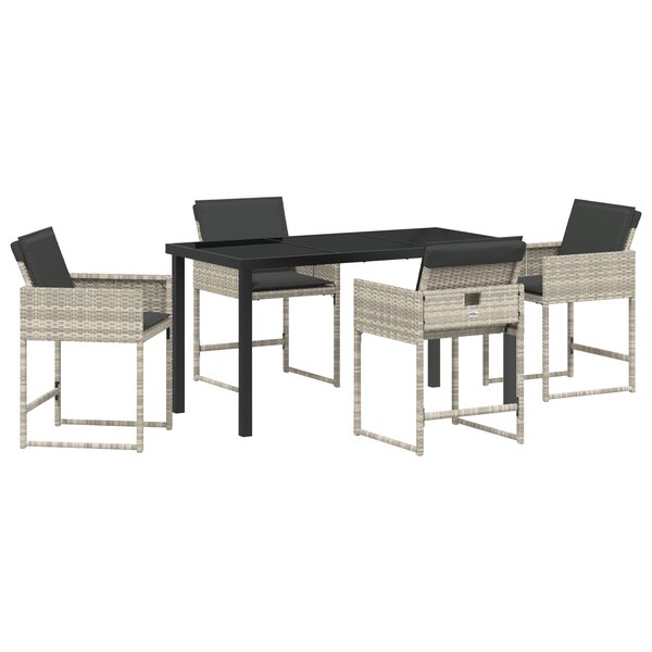 vidaXL Ensemble de salle à manger de jardin 5 pièces avec coussins en rattan poly gris clair