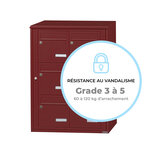 Bloc collectif Leabox 2x3  grade 3  simple face  extérieur  fixation murale  rouge brun ral 3011 finition brillante