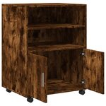 vidaXL Armoire à roulettes chêne fumé 60x48x81 cm bois d'ingénierie