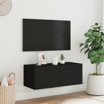 vidaXL Meuble TV mural avec lumières LED noir 80x35x31 cm