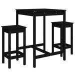vidaXL Ensemble de bar de jardin 3 Pièces noir bois de pin massif