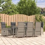 vidaXL Ensemble à manger de jardin 9 Pièces coussins gris résine tressée