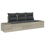 vidaXL Ensemble de canapé de jardin 3 pièces avec coussins gris clair rattan PE