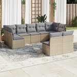vidaXL Salon de jardin avec coussins 9 Pièces beige résine tressée