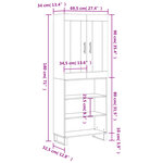 vidaXL Buffet haut Sonoma gris 69 5x34x180 cm Bois d'ingénierie
