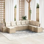 vidaXL Ensemble de canapé de jardin de 8 pièces avec coussins beige en poly rotin