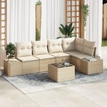 vidaXL Ensemble de canapé de jardin 6 pièces avec coussins brun en poly rotin