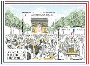 Bloc 2 timbres - Les grandes heures de l'Histoire de France - 2025 - Lettre internationale