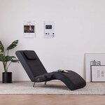 vidaXL Chaise longue de massage avec oreiller Noir Similicuir
