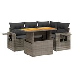 vidaXL Salon de jardin 5 Pièces avec coussins gris résine tressée